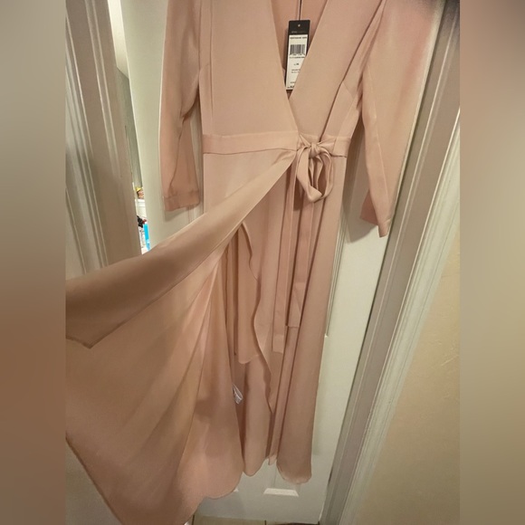 BCBG Max Azria Almond Pink Blush Wrap Satin Gown NWT Size XS - Picture 6 of 9